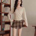 Dark-Academia-Woolen-Plaid-Skirt-and-V-Neck-Top (1)